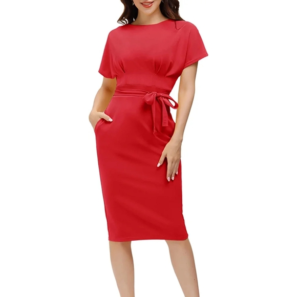 Jasambac Dresses & Skirts - *SOLD* NWT Jasambac Red Bodycon Pencil Dress with Pockets